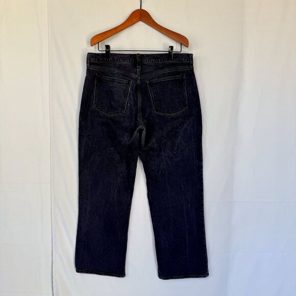 Abercrombie & Fitch Curve Love Baggy Low Rise Black Denim Straight Leg Jeans - Picture 7 of 12